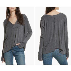 Gray Women's V-Neck Top